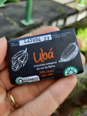Barra de chocolate Ubá orgânico 78% cacau com nibs (15g)
