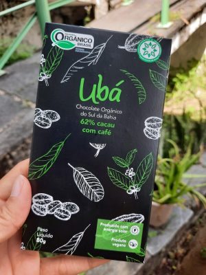 Barra de chocolate Ubá orgânico 62% cacau com café (80g)
